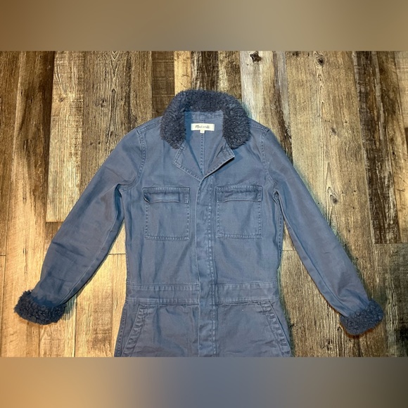 Madewell Sherpa Coverall Jumpsuit in Sunfaded Indigo Size XXS - Picture 4 of 7